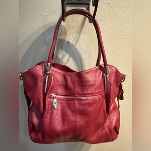 Chic Burgundy Leather Shoulder Bag